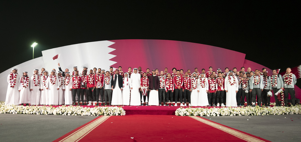سمو الأمير يستقبل منتخب قطر بطل كأس آسيا 2019