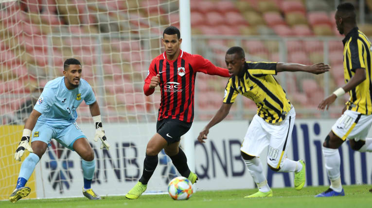 Al Rayyan and Al Ittihad match in progress at the King Abdullah Sport City Stadium. Courtesy: AFC