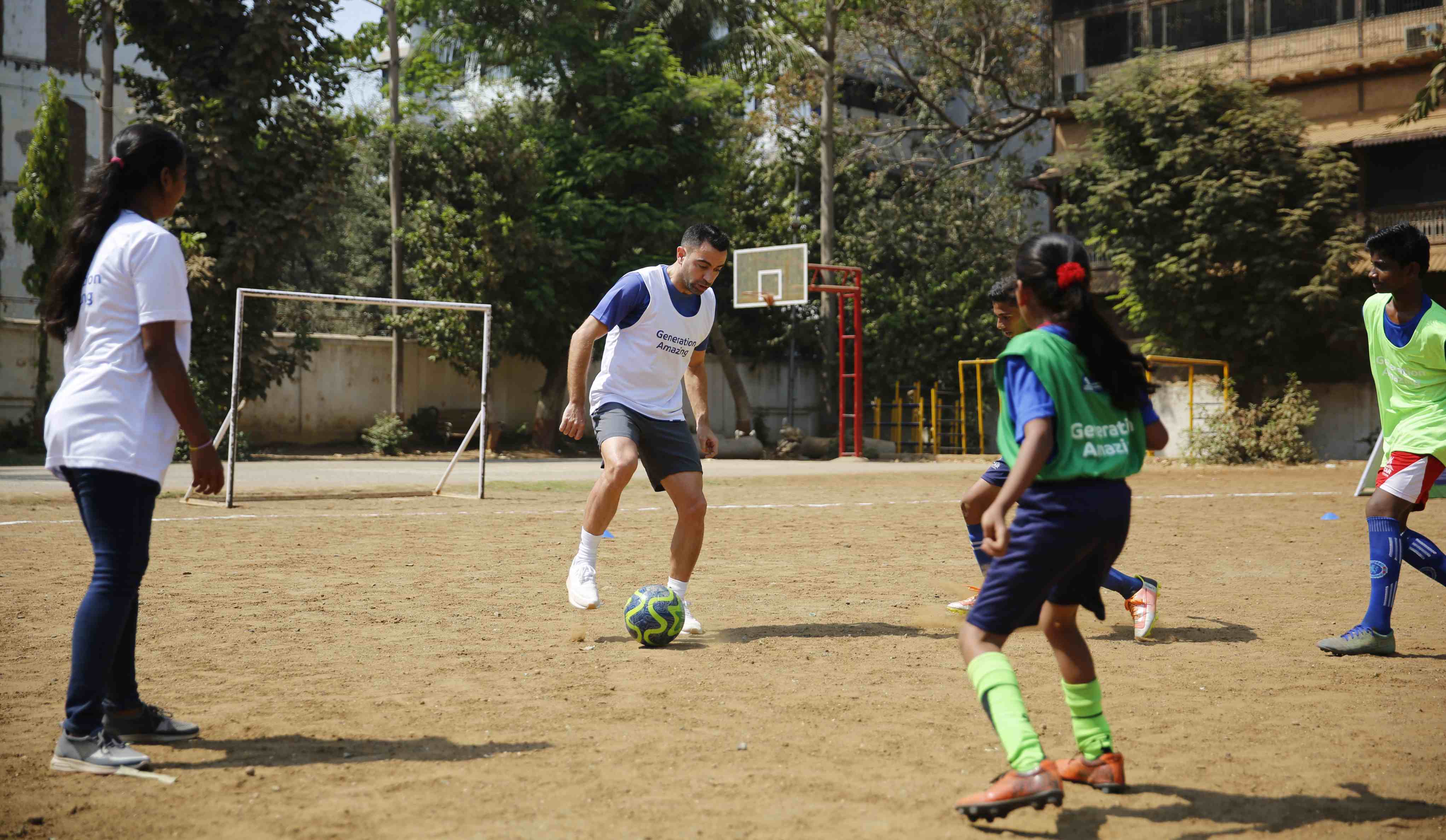 Xavi visits Generation Amazing programme in India and kicks off pitch construction