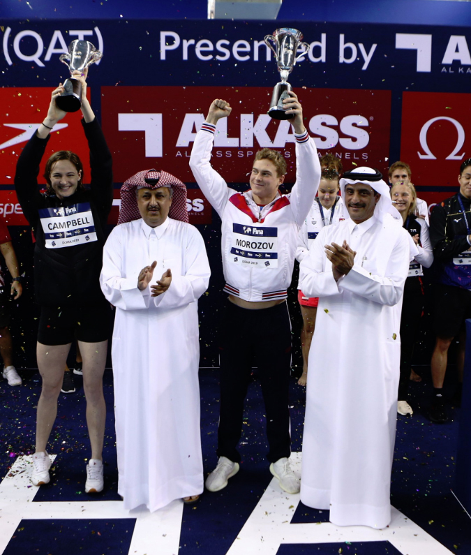 Morozov, Campbell Crowned Champions in FINA Swimming World Cup
