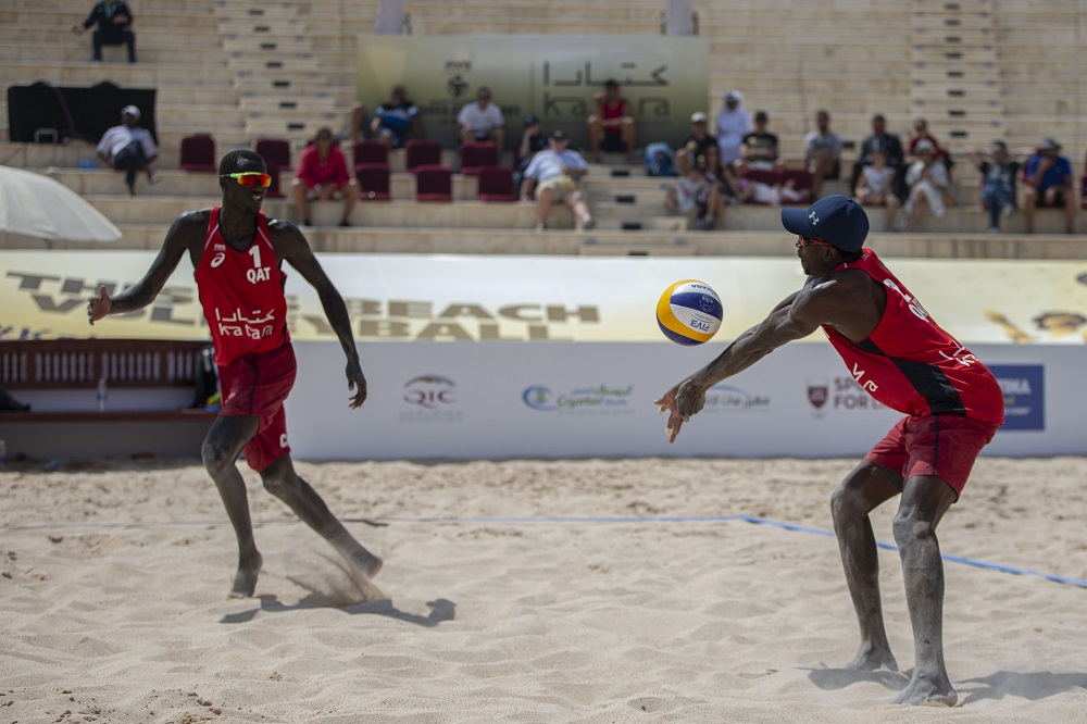 Qatar's Ahmed Tijan and Cherif Younousse