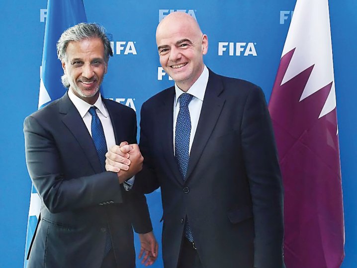 Qatar Football Association President, Sheikh Hamad bin Khalifa Al Thani with FIFA President Gianni Infantino