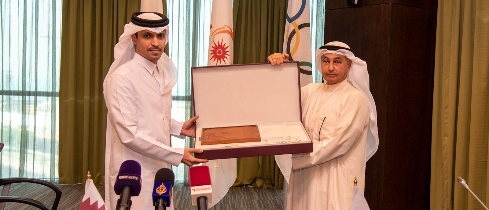 Doha 2030 CEO and Qatar Olympic Committee Secretary-General Jassim Rashid al-Buenain submitting the Candidature File