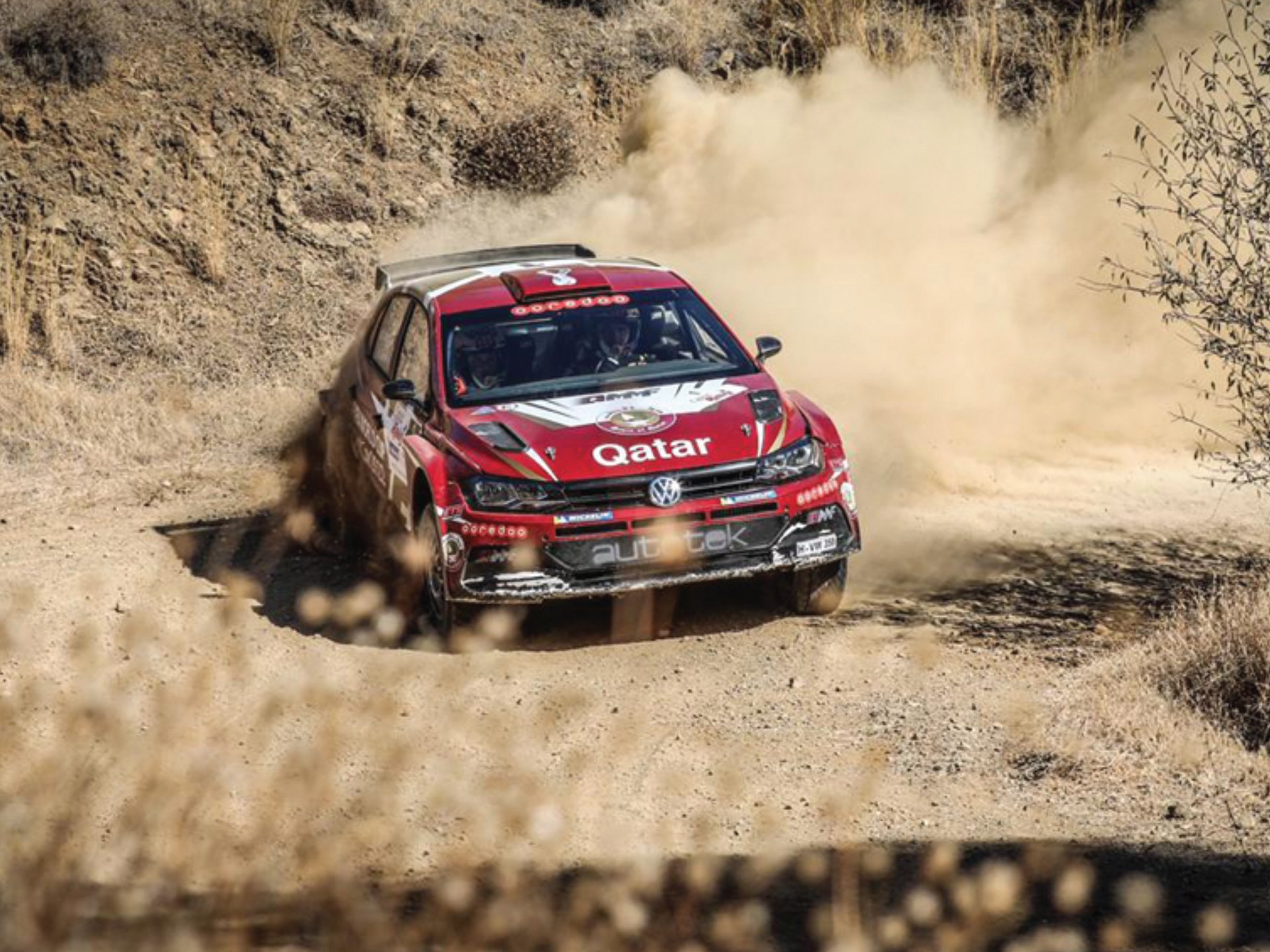 Al-Attiyah and French co-driver Baumel in action at the Cyprus Rally 
