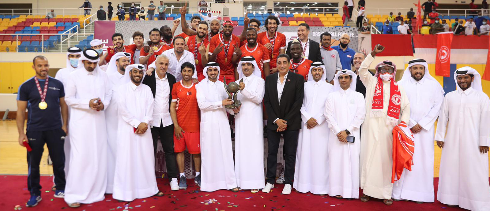 Al Arabi cheer Amir Cup trophy 