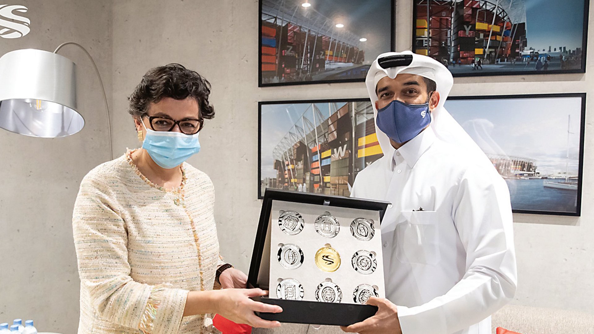 Spain&rsquo;s Foreign Minister visits Ras Abu Aboud Stadium