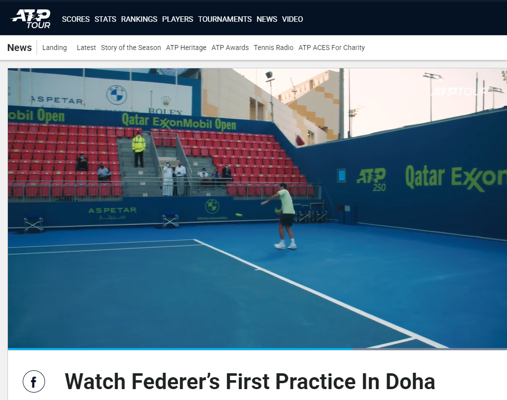 أسطورة التنس روجر فيدرير يبدأ أول تمريناته  في الدوحة 