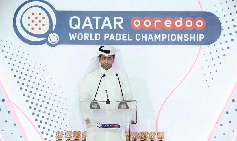 ناصر الخليفي في افتتاح بطولة العالم للبادل قطر 2021
