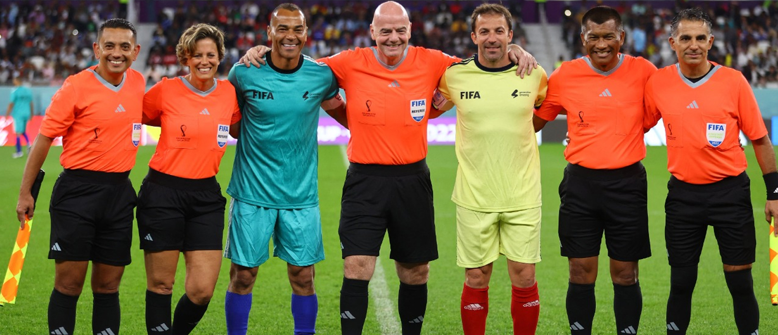 Infantino plays referee in match between workers and football legends