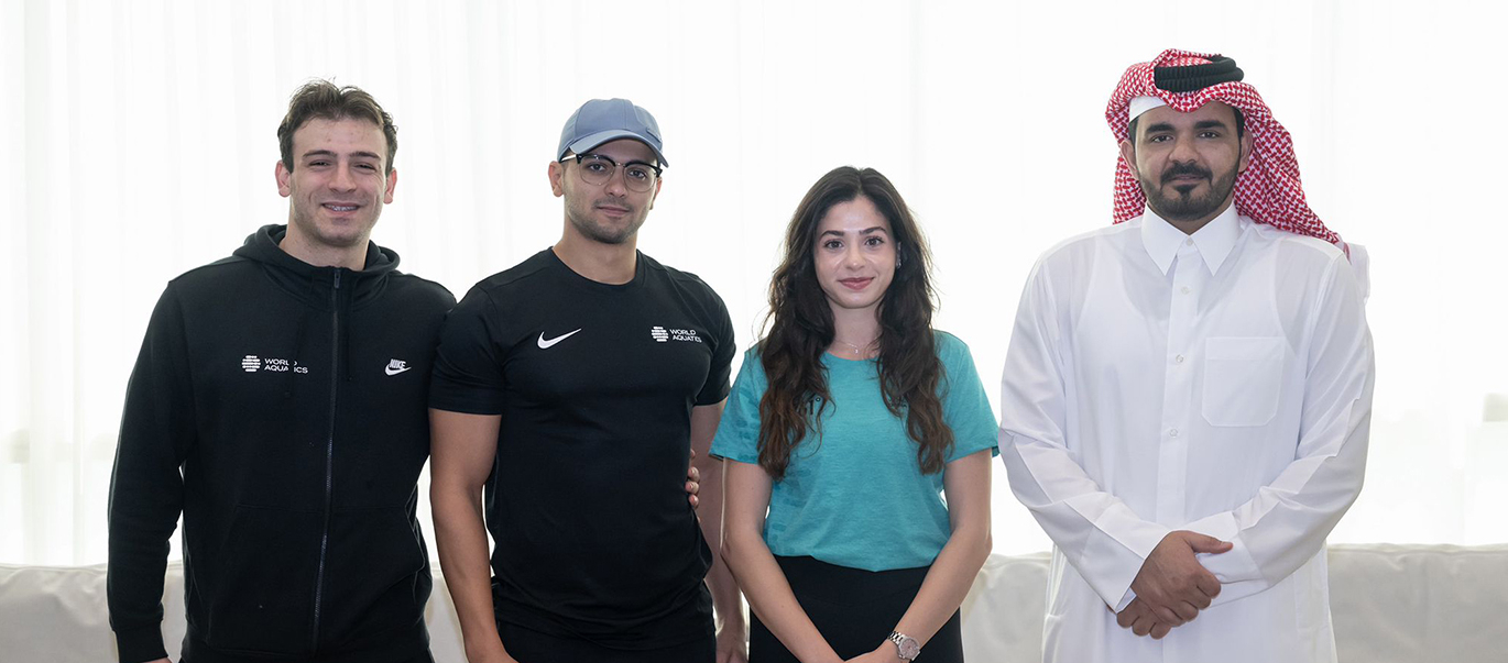 Sheikh Joaan meets Yusra Mardini and World Aquatics Refugee team athletes 